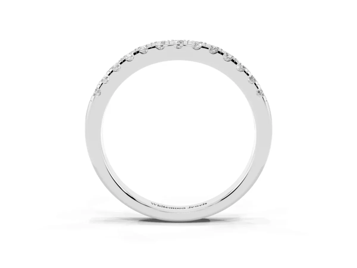 Round Diamond Pavé Curved Eternity Band with Shared Prong Setting Platinum