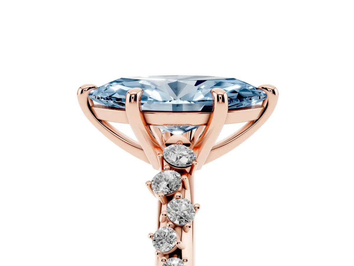 Fancy Blue Marquise Cut Cut Diamond Vine Band with Four-Prong Setting Rose gold