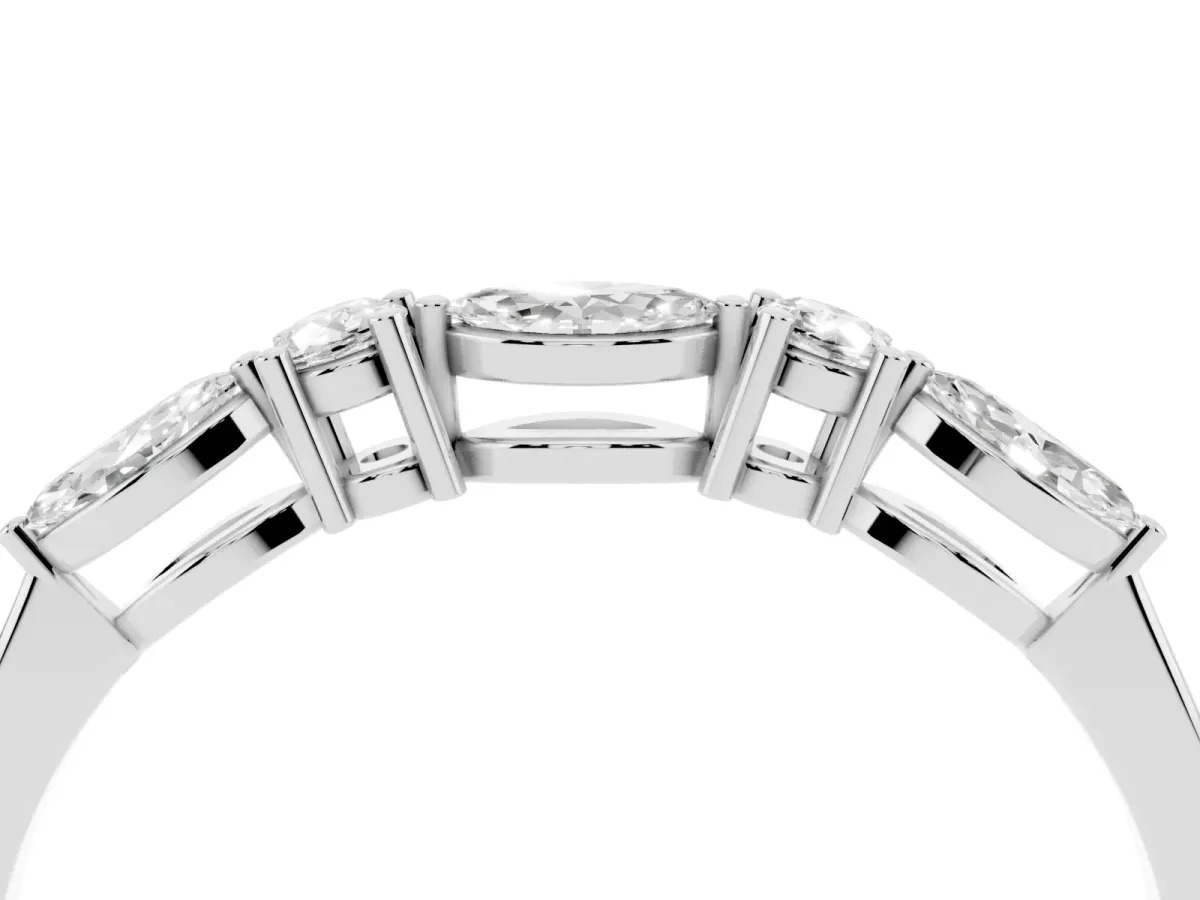 Prong Set Round Diamond Half-Eternity Band Silver