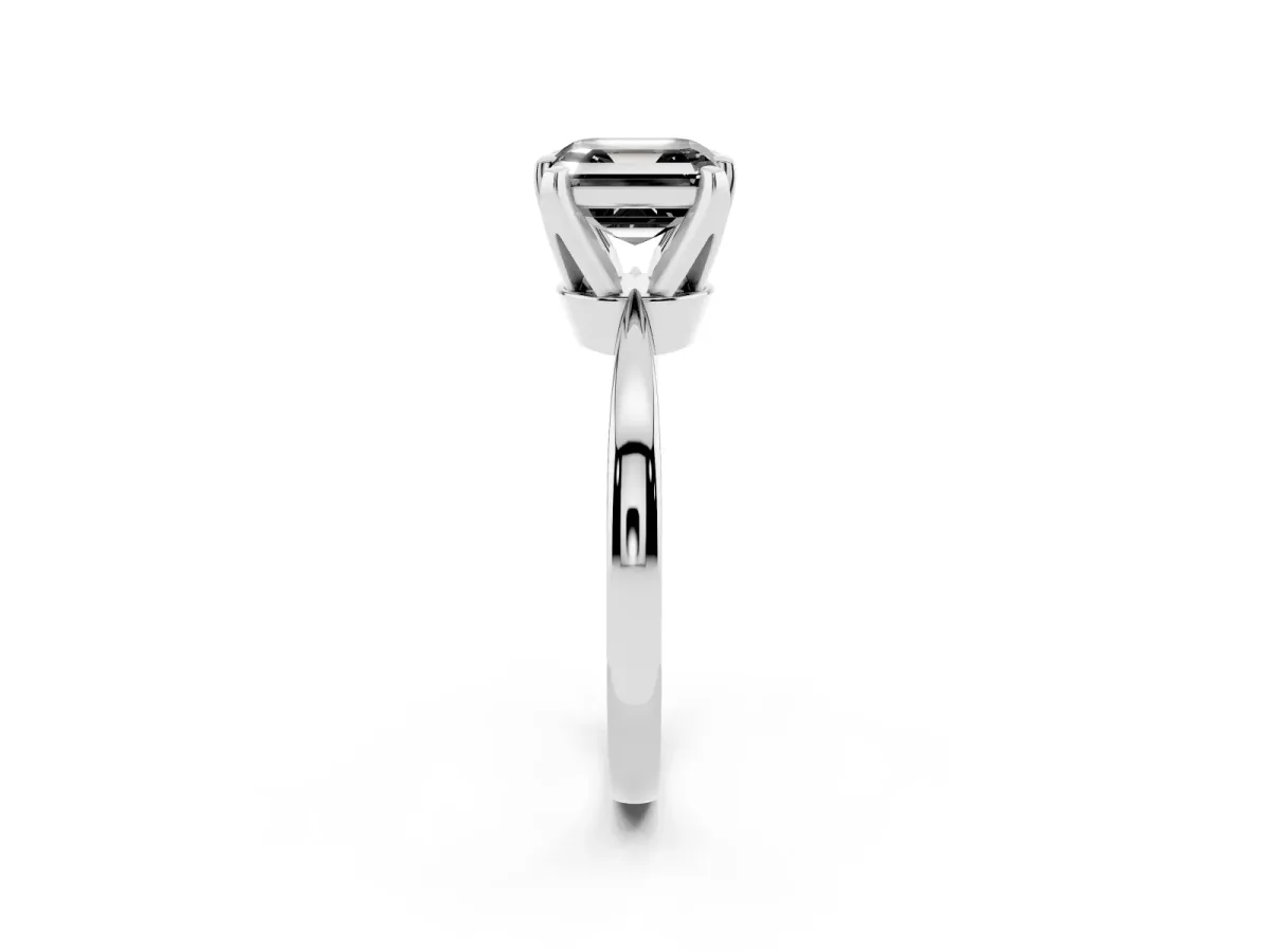 Fancy Black Asscher Cut Solitaire Engagement Ring with Six-Prong Setting and Tapered Band White gold