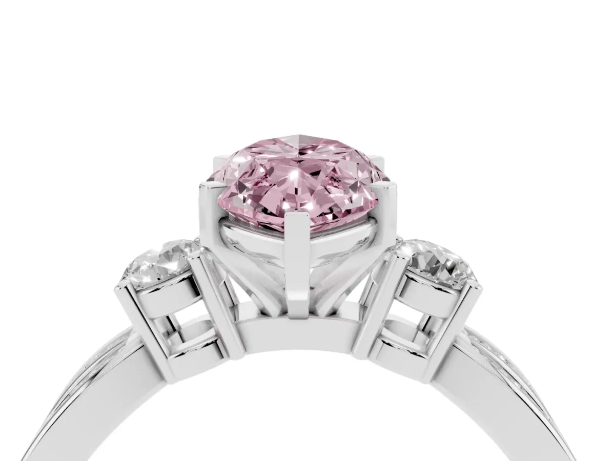 Fancy Pink Three-Stone Marquise Cut Cut Diamond Twist Band with Prong Setting Platinum