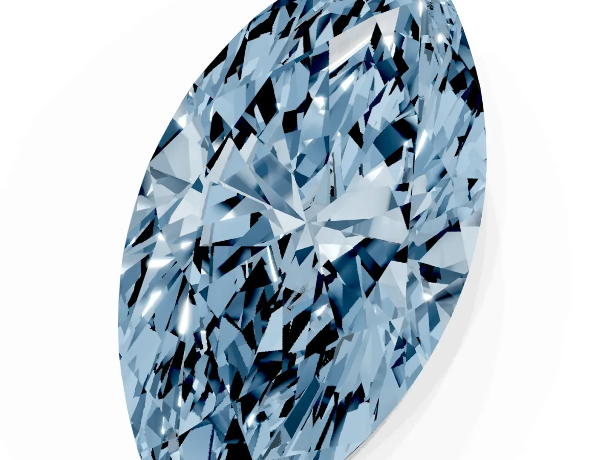 Fancy Blue Marquise Cut Cut Cathedral Pave Diamond Engagement Ring with Six-Prong Setting Yellow gold
