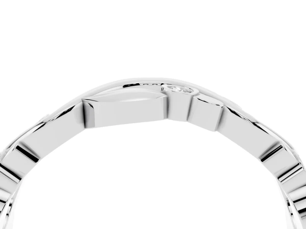 Round Diamond Leaf Eternity Band with Bezel Setting White gold