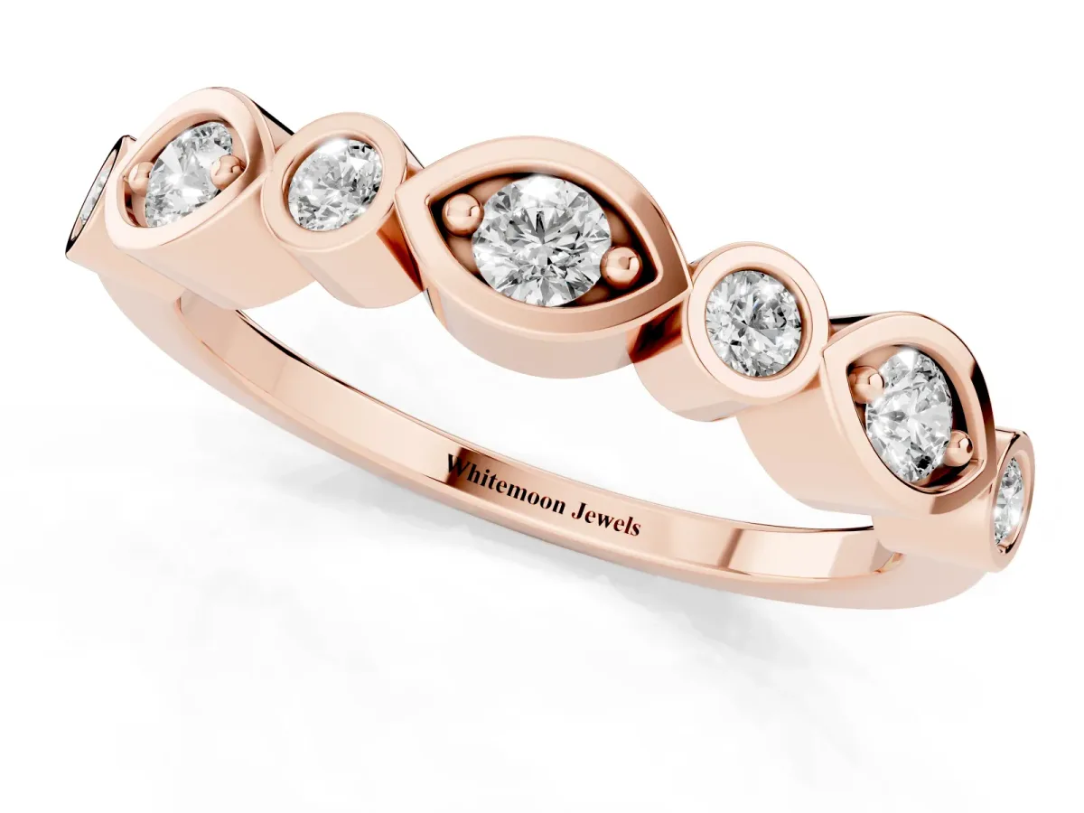 Bezel Set Mixed Shape Diamond Eternity Band Rose gold