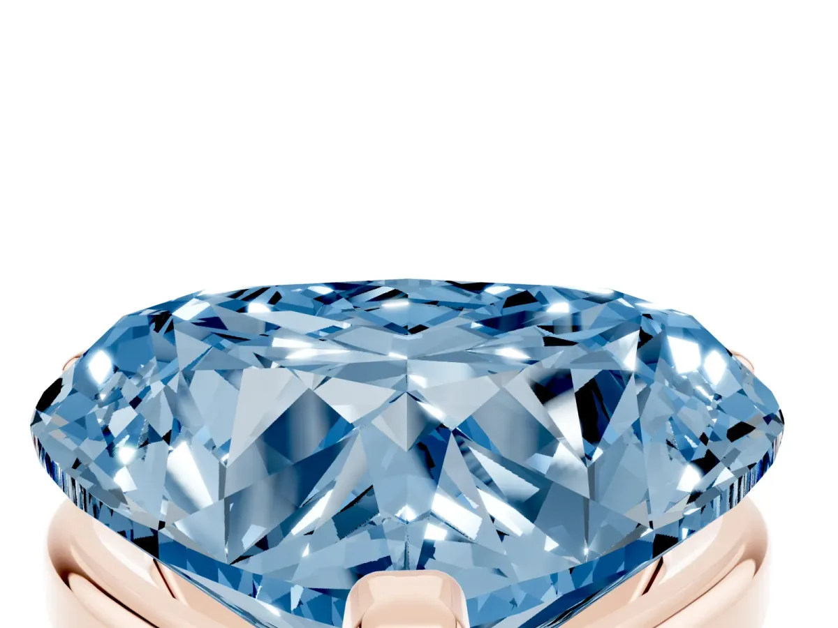 Fancy Blue Heart Cut Diamond Solitaire Ring with Prong Setting and Classic Band Rose gold