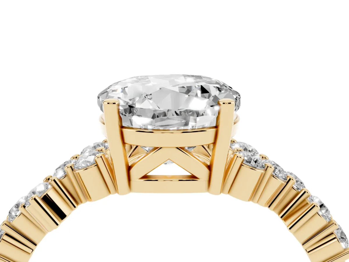 Round Cut Diamond Scattered Round Accent Ring with Prong Setting Yellow gold