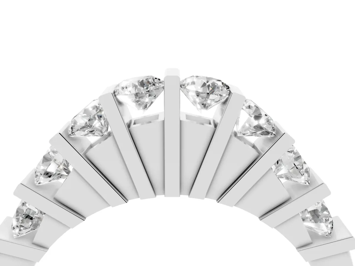 Channel Set Round Diamond Half Eternity Band with Bar Prong Setting Platinum