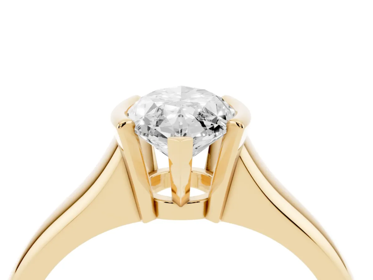 Marquise Cut Solitaire Tension Set Diamond Ring with Split Shank Band Yellow gold