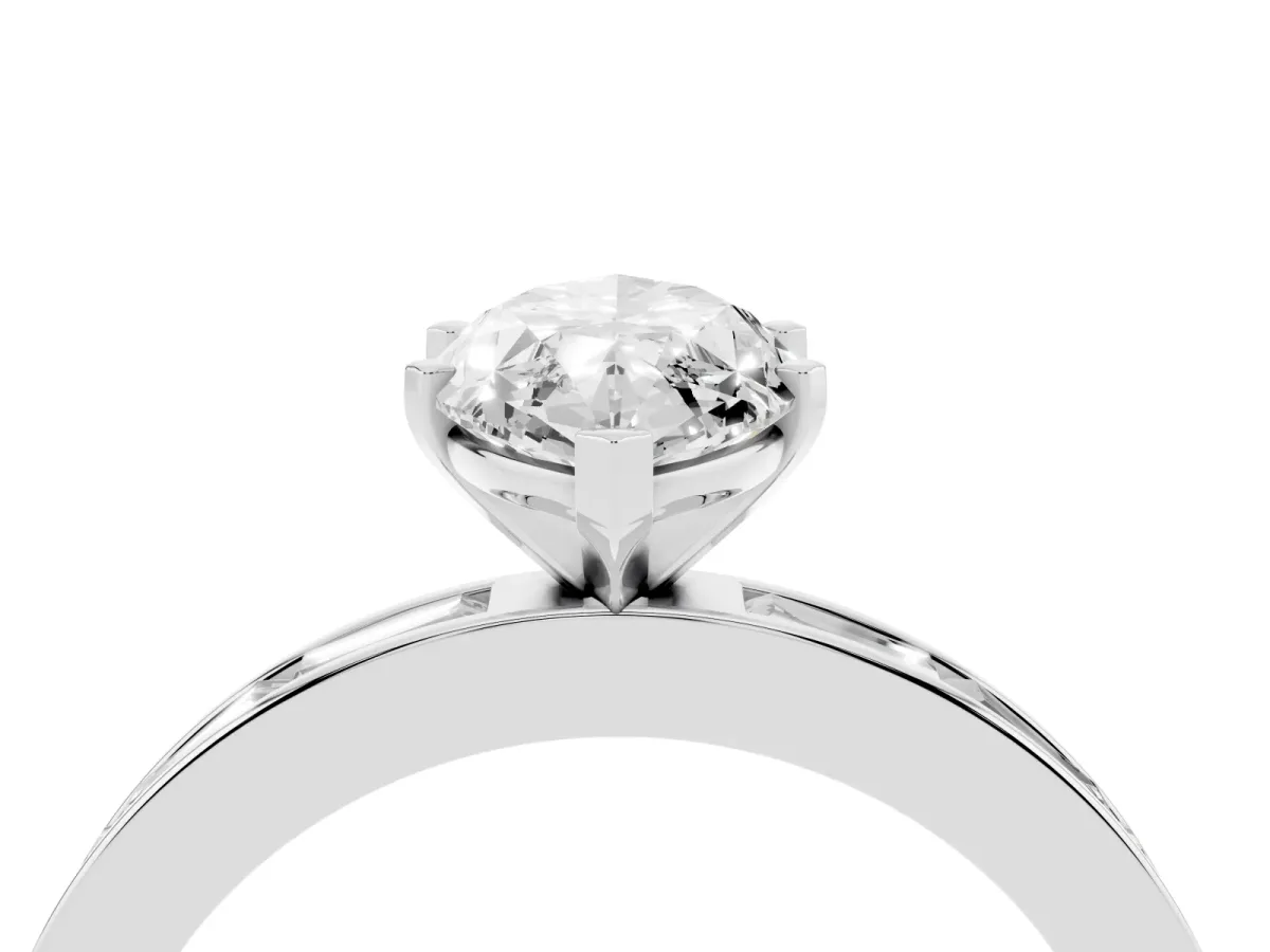 Marquise Cut Solitaire Diamond Ring with Channel-Set Baguette Band and Four-Prong Setting Platinum