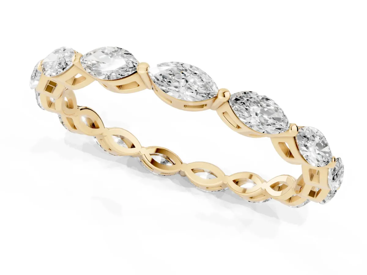 Marquise Diamond Eternity Band with U-Prong Setting Yellow gold