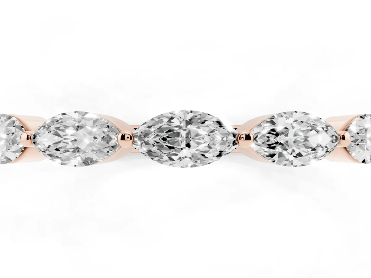 Marquise Diamond Half Eternity Band with Prong Setting Rose gold