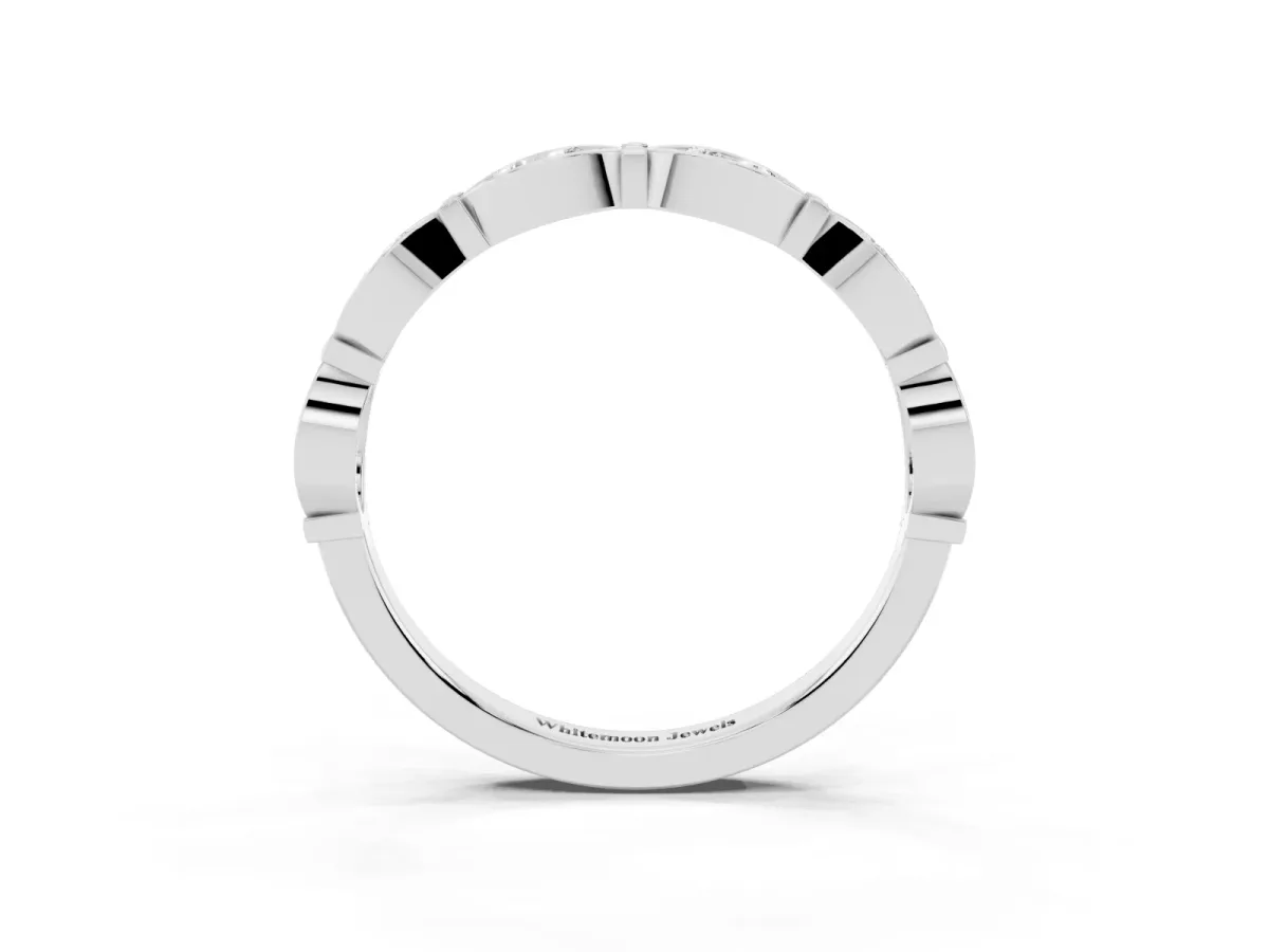 Marquise Diamond Bezel Set Eternity Band Silver