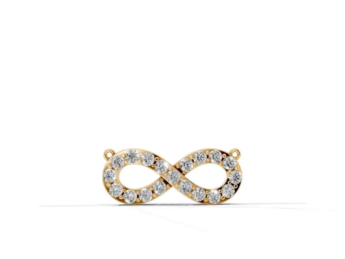 Infinity Pendant with Round Diamond Pavé Setting Yellow gold