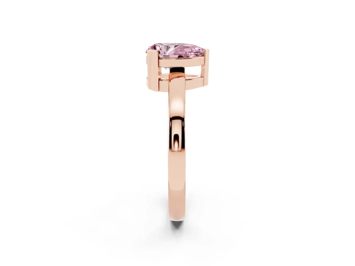Fancy Pink Pear Cut Cut Solitaire Ring with Four-Prong Setting and Classic Band Rose gold