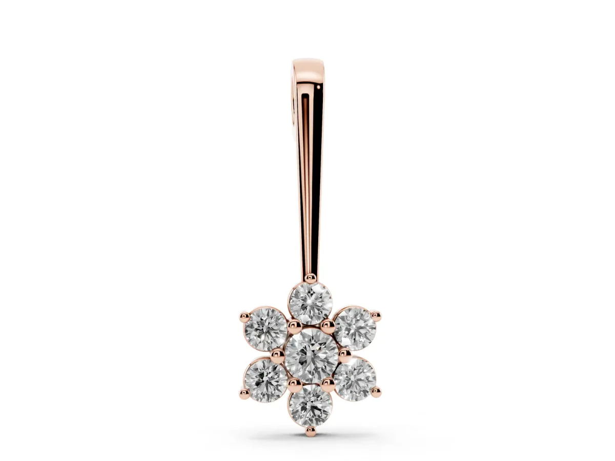 Round Diamond Cluster Pendant with Six-Prong Setting Rose gold