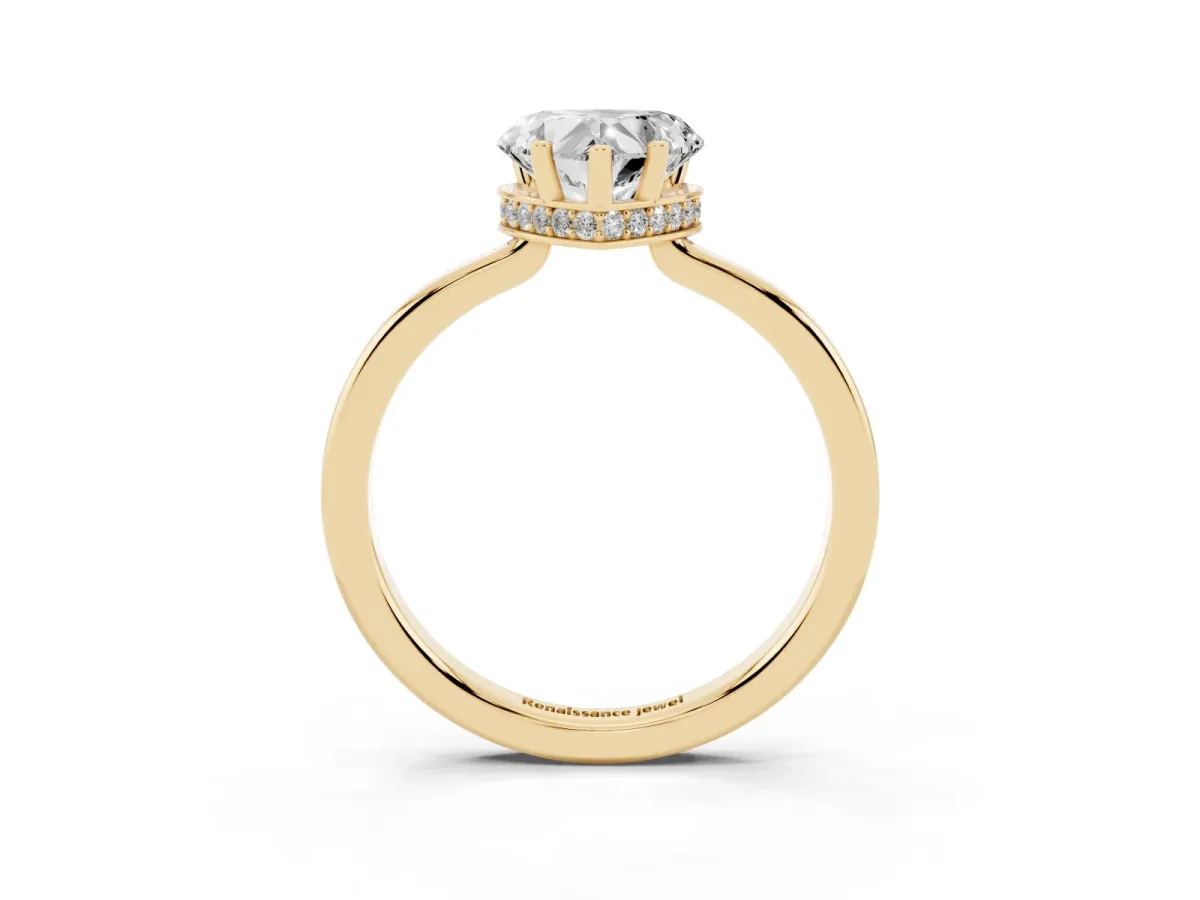 Heart Cut Cut Solitaire Engagement Ring with Four-Prong Setting on a Classic Band Yellow gold