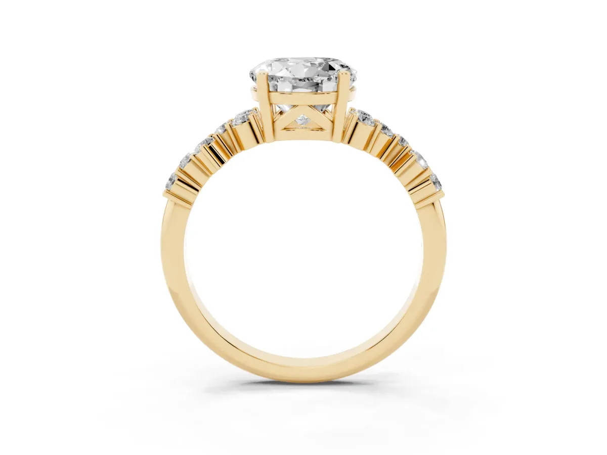 Round Cut Diamond Scattered Round Accent Ring with Prong Setting Yellow gold