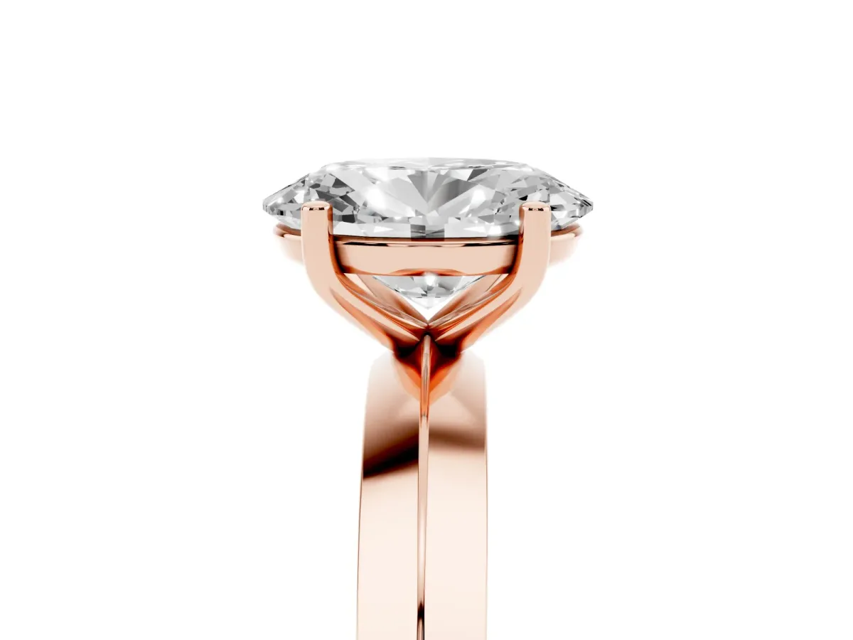 Oval Cut Cut Solitaire Engagement Ring with Flat Band and Four-Prong Setting Rose gold