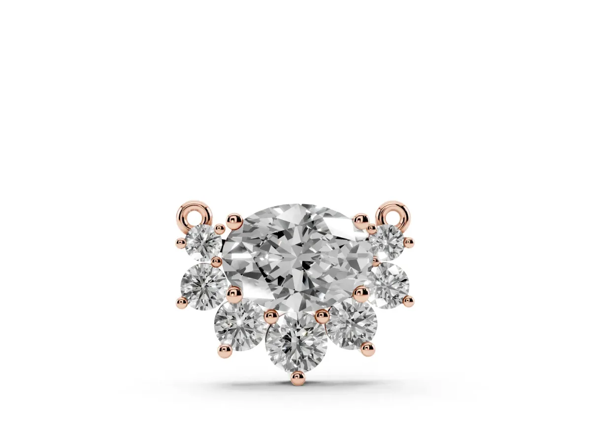 Oval Diamond Cluster Pendant with Prong Setting Rose gold