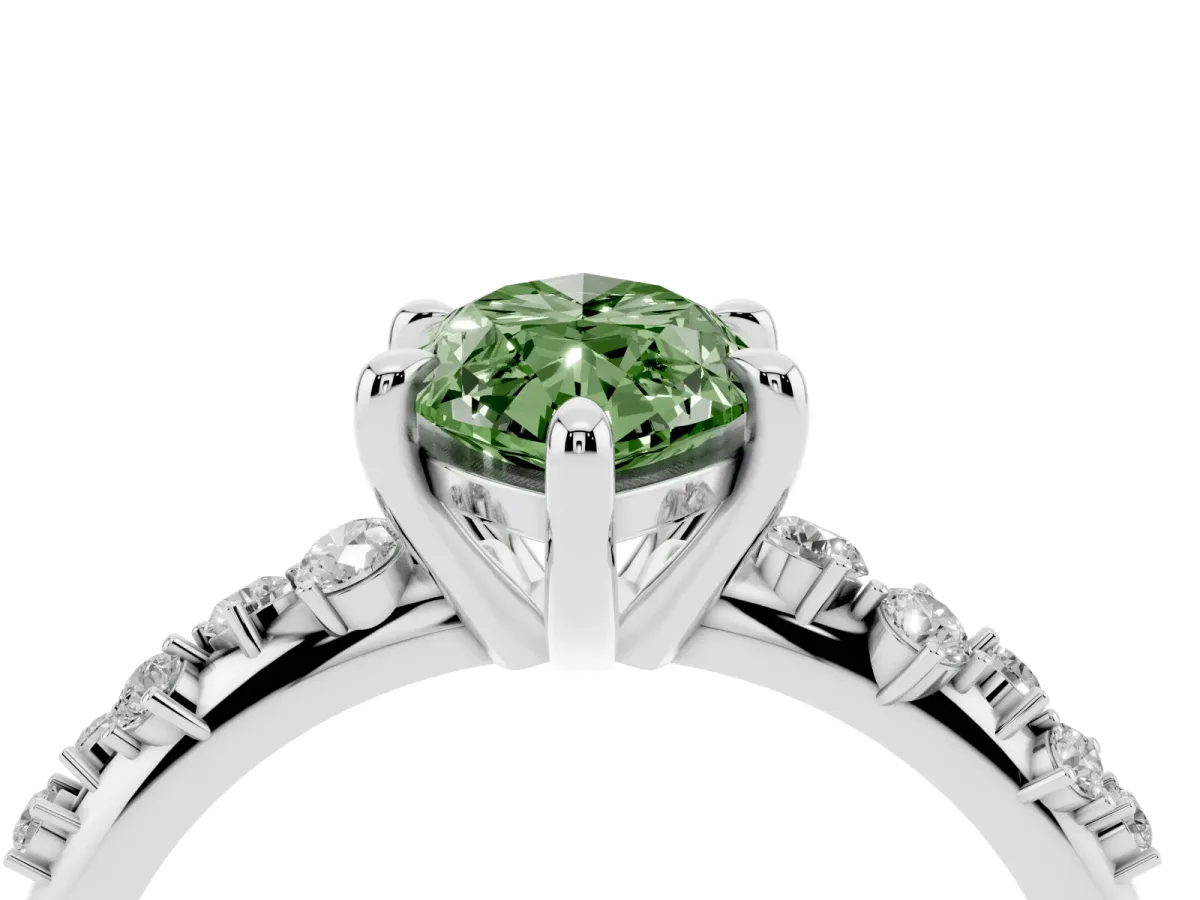 Fancy Green Marquise Cut Cut Diamond Vine Band with Four-Prong Setting Silver