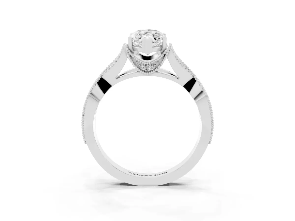 Marquise Cut Cut Diamond Twisted Band with Milgrain Pave Setting and Four-Prong Setting Silver