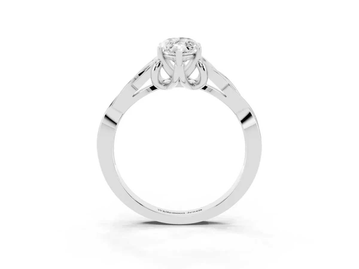 Marquise Cut Diamond Solitaire Engagement Ring with Celtic Knot Band and Four-Prong Setting Platinum