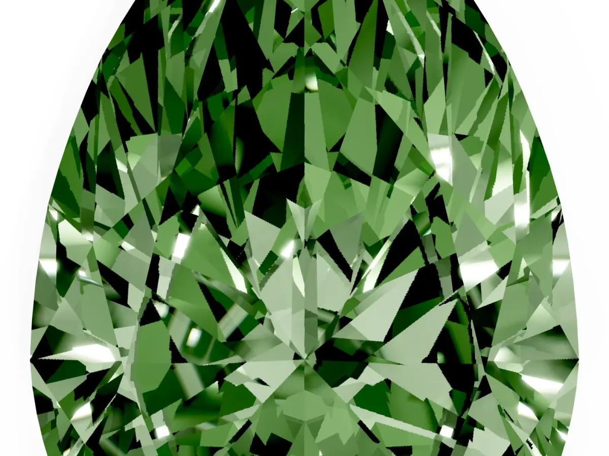 Fancy Green Pear Cut Diamond Ring with Marquise Side Stones and Prong Setting Platinum