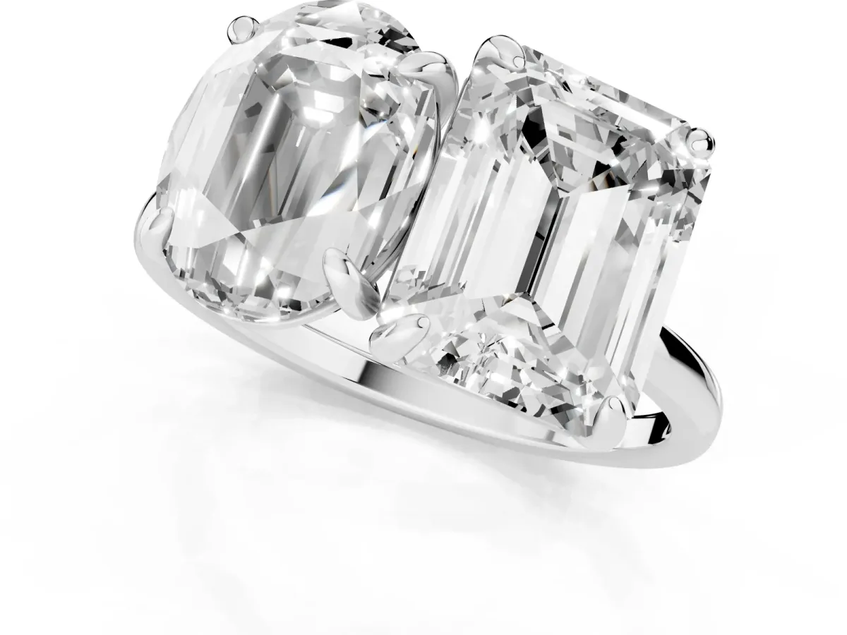 Oval and Radiant Toi Moi Ring with Prong Setting and Plain Band Platinum