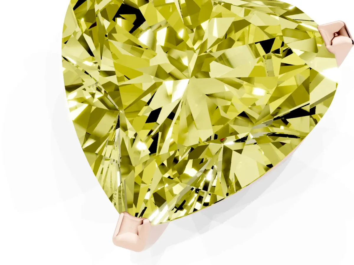 Fancy Yellow Heart Cut Diamond Solitaire Ring with Prong Setting and Classic Band Rose gold