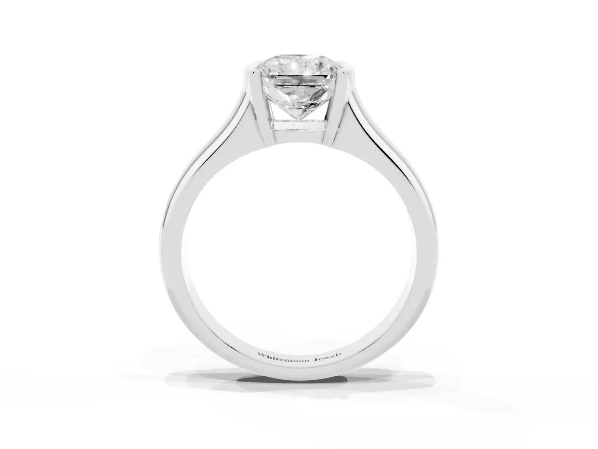 Radiant Cut Solitaire Tension Set Diamond Ring with Split Shank Band Platinum