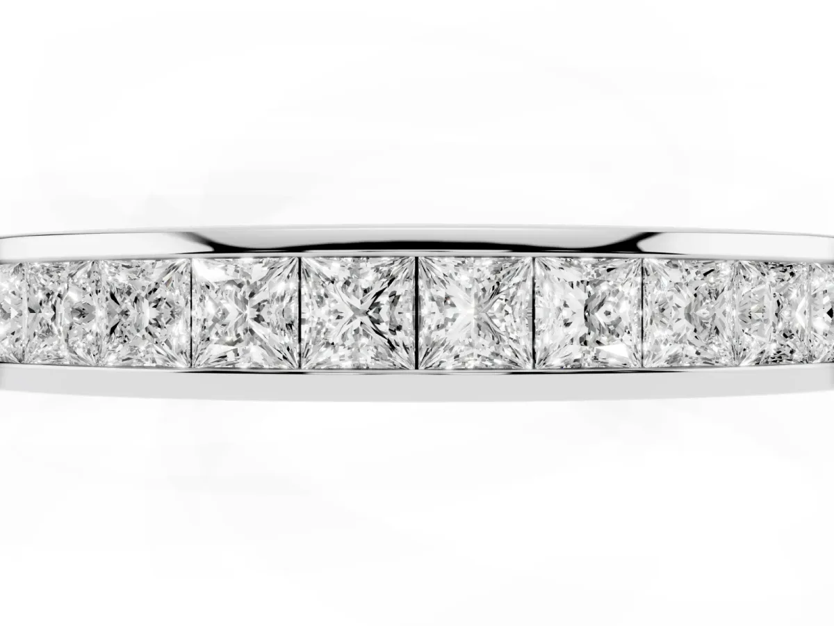 Princess Cut Diamond Channel Set Eternity Band Platinum