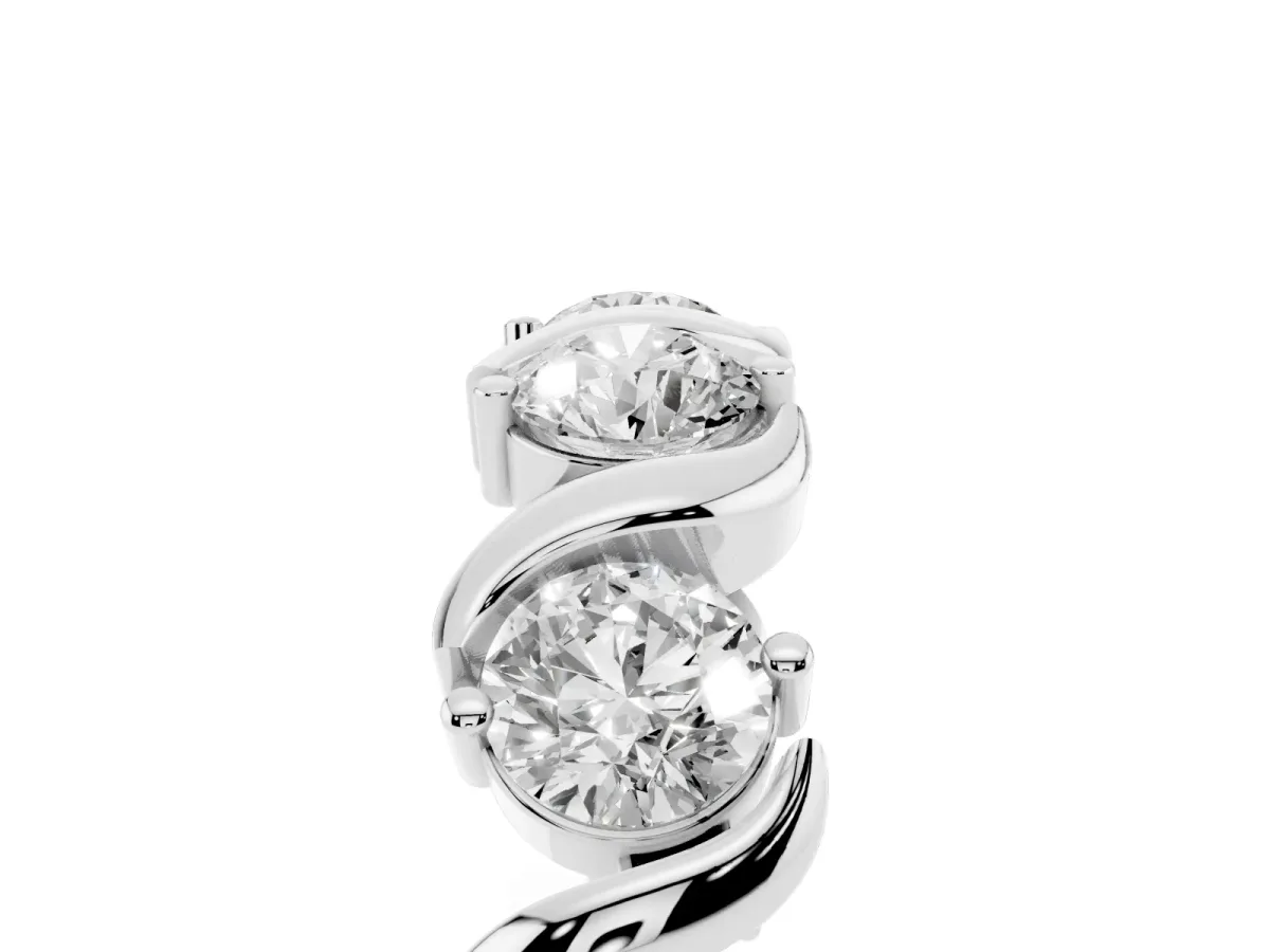 Round Diamond Half Eternity Band with Wave Prong Setting Platinum