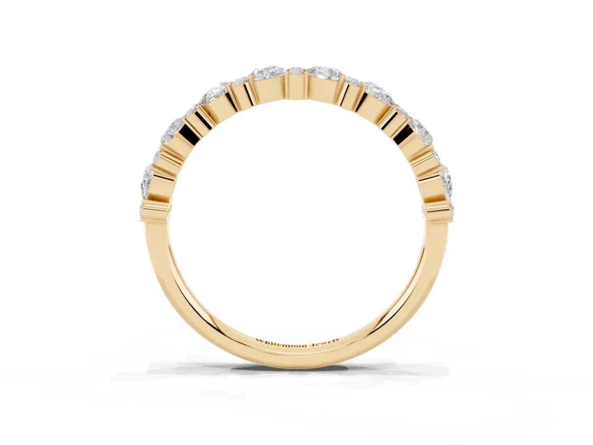 Pear and Round Diamond Wedding Band Yellow gold
