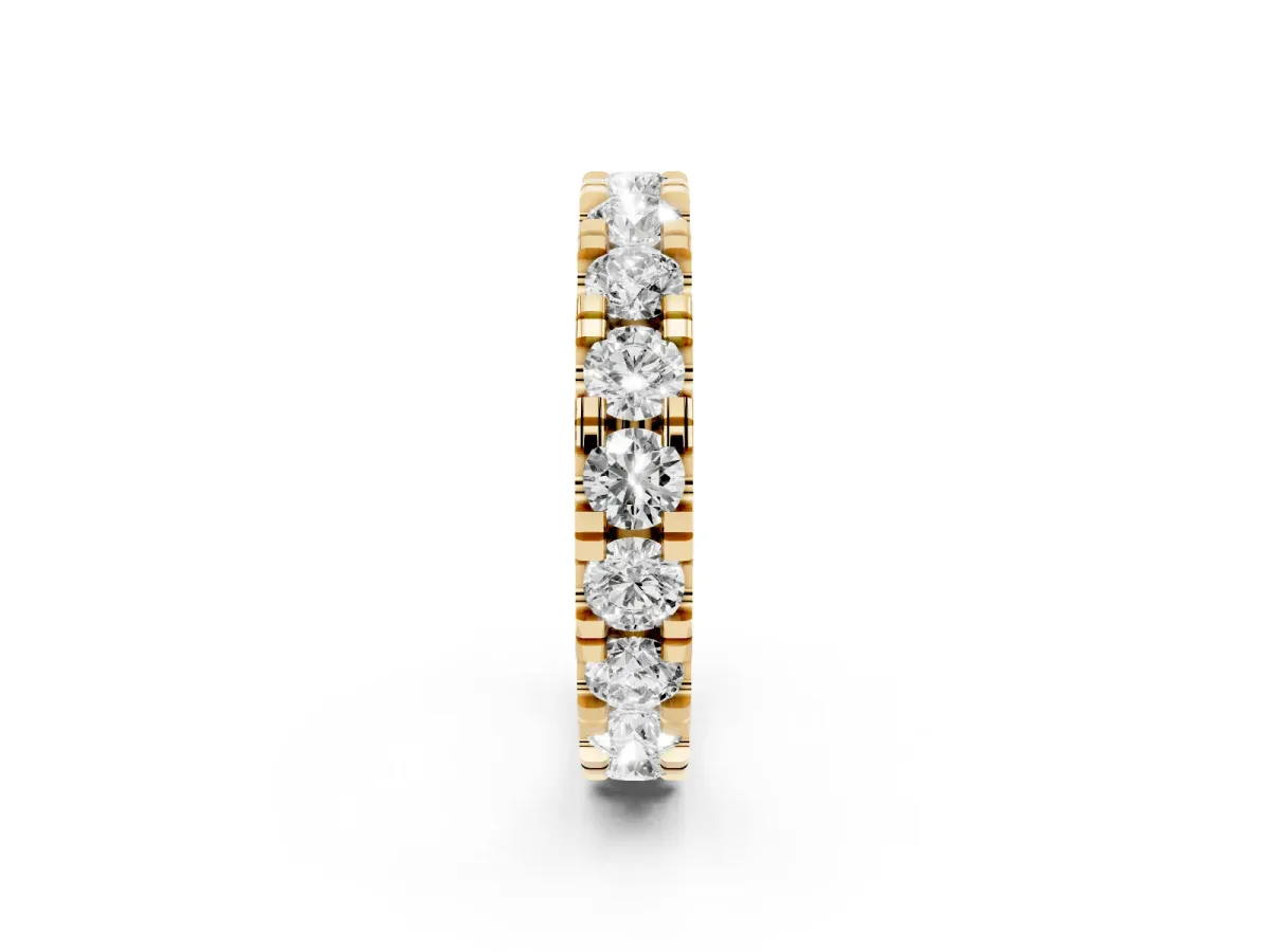 Round Diamond Full Eternity Band with U-Prong Setting Yellow gold