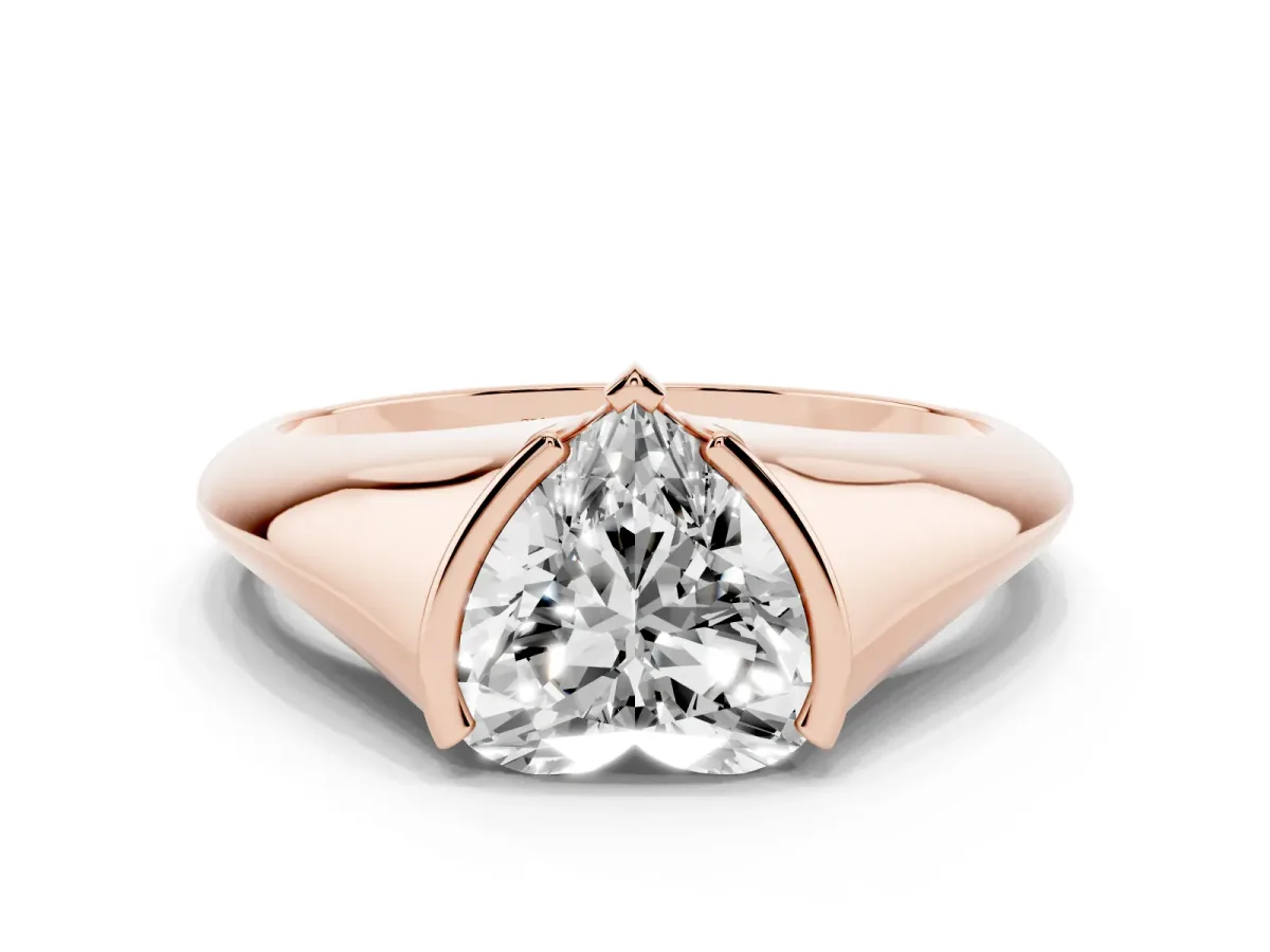 Heart Cut Solitaire Tension Set Diamond Ring Rose gold