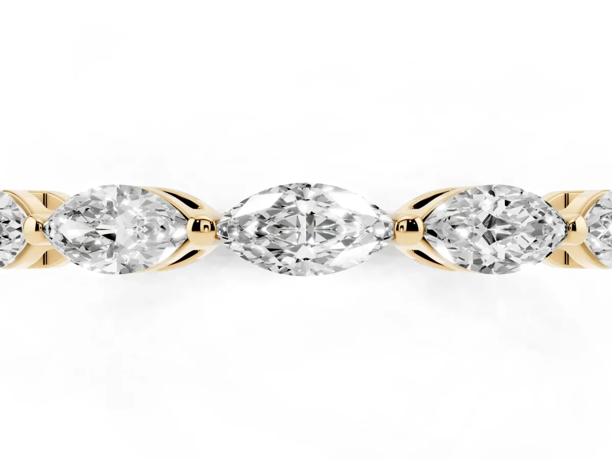 Marquise Diamond Eternity Band with U-Prong Setting Yellow gold