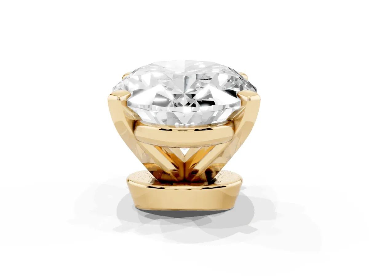 Oval Cut Diamond Solitaire Ring with Prong Setting and Classic Band Yellow gold