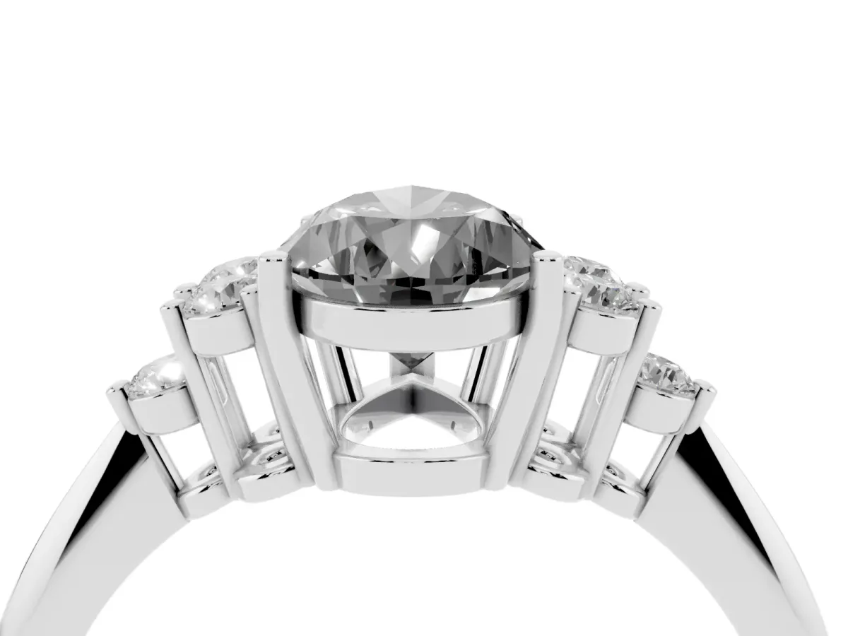 Fancy Black Pear Cut Cut Diamond Cluster Ring with Solitaire Band and Four-Prong Setting Platinum