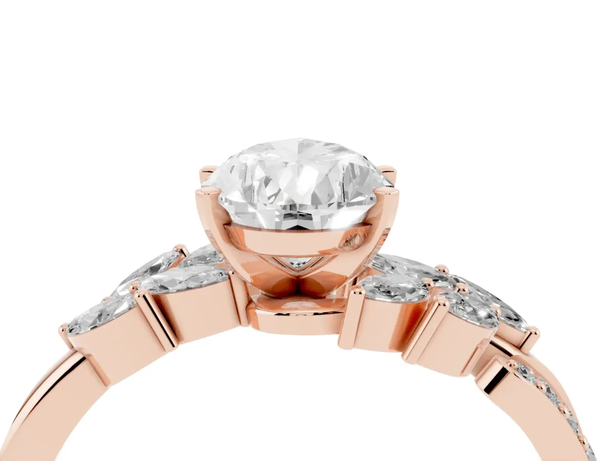 Pear Cut Solitaire Marquise Twist Band with Six-Prong Setting Rose gold