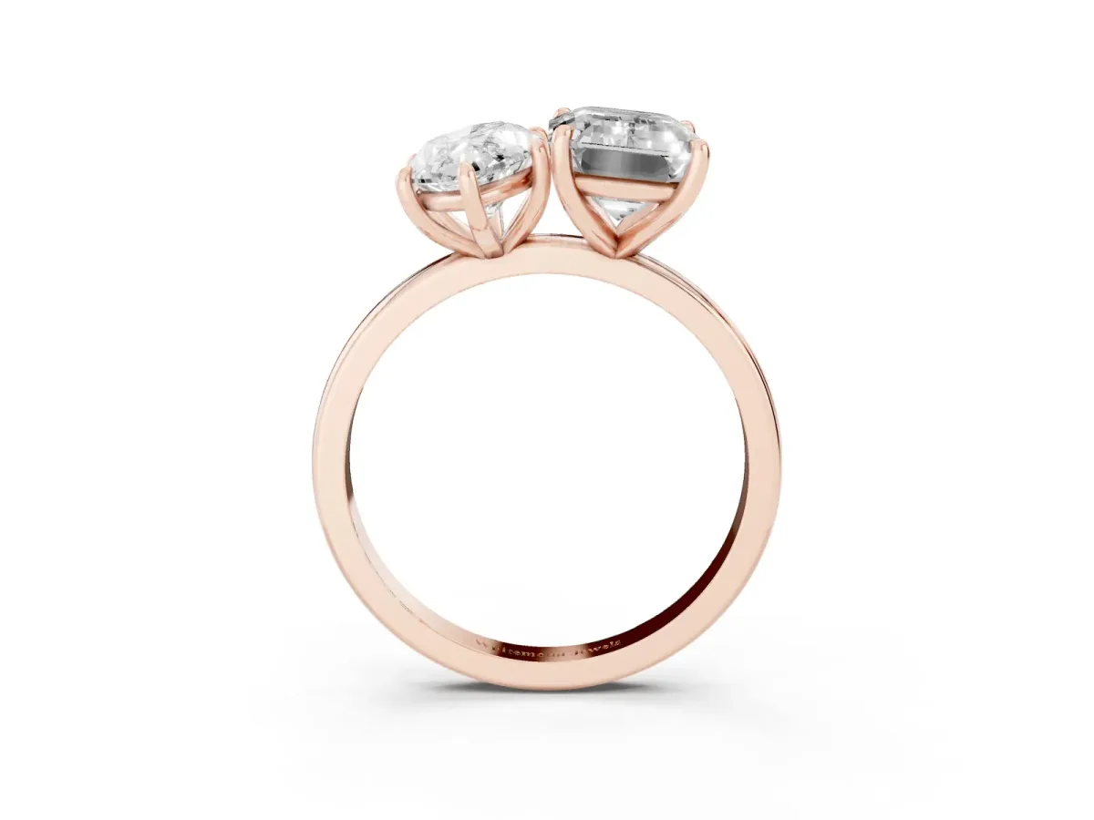 Marquise Cut and Emerald Cut Toi Moi Ring with Prong Setting Rose gold