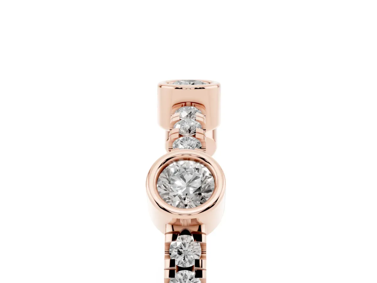 Bezel Set Round Diamond Pavé Band Rose gold