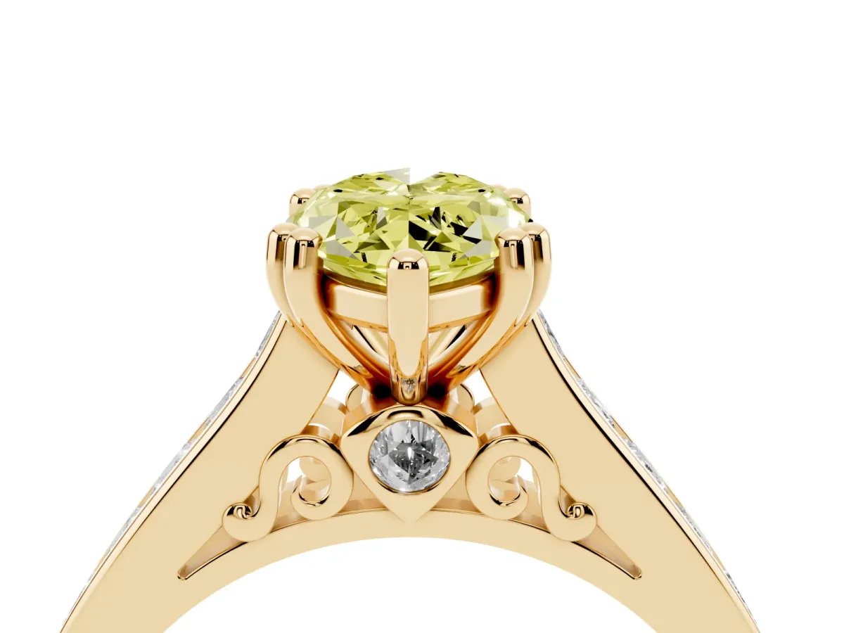 Fancy Yellow Marquise Cut Cut Channel Set Solitaire Engagement Ring with Prong Setting Yellow gold