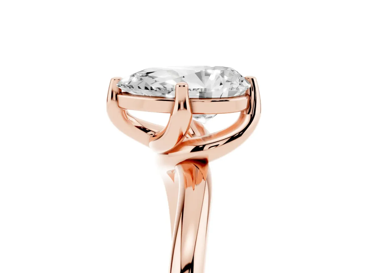 Pear Cut Diamond Solitaire Engagement Ring with Four-Prong Setting and Classic Band Rose gold