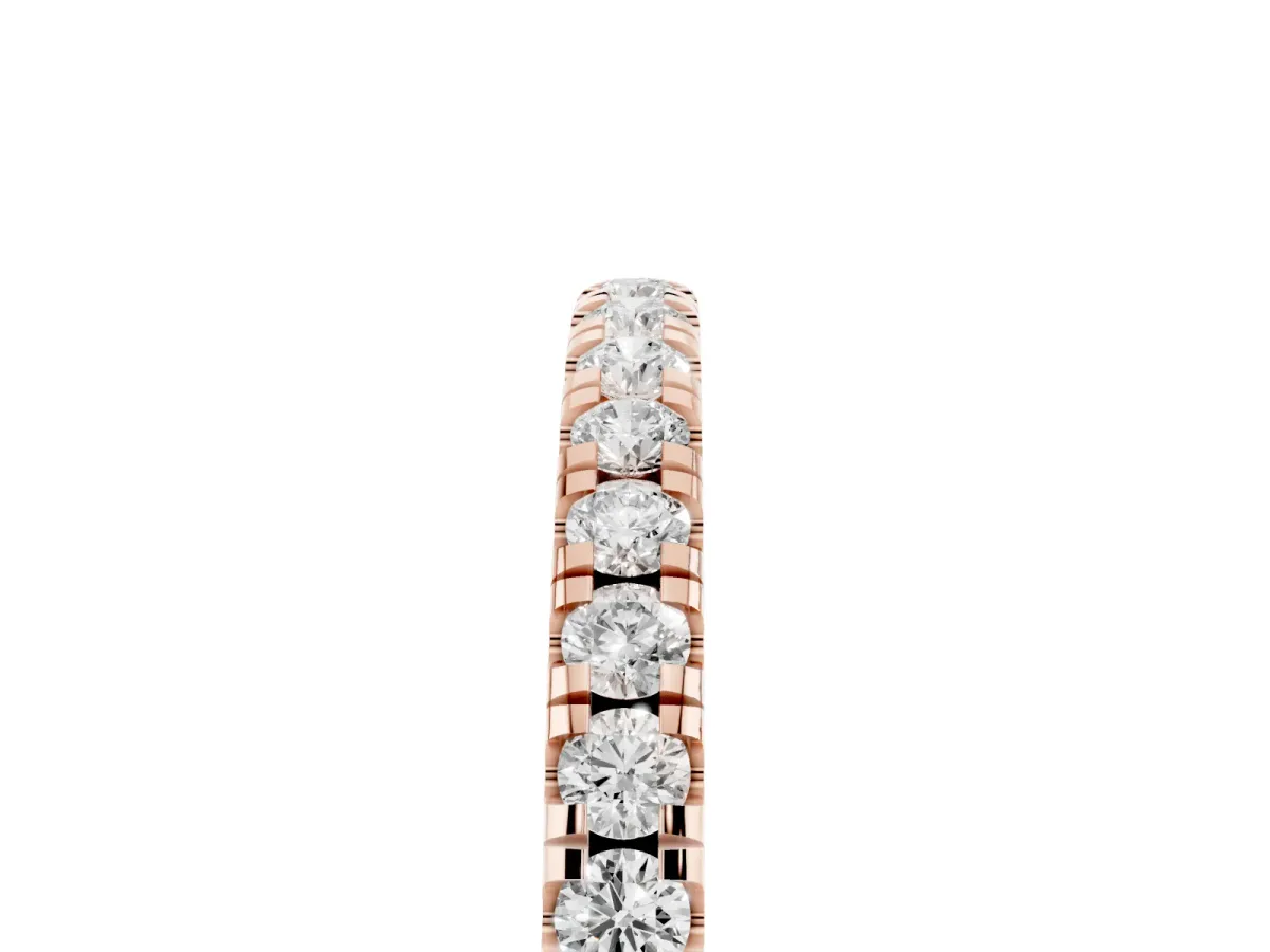 Pavé Round Diamond Half Eternity Band with Shared Prong Setting Rose gold