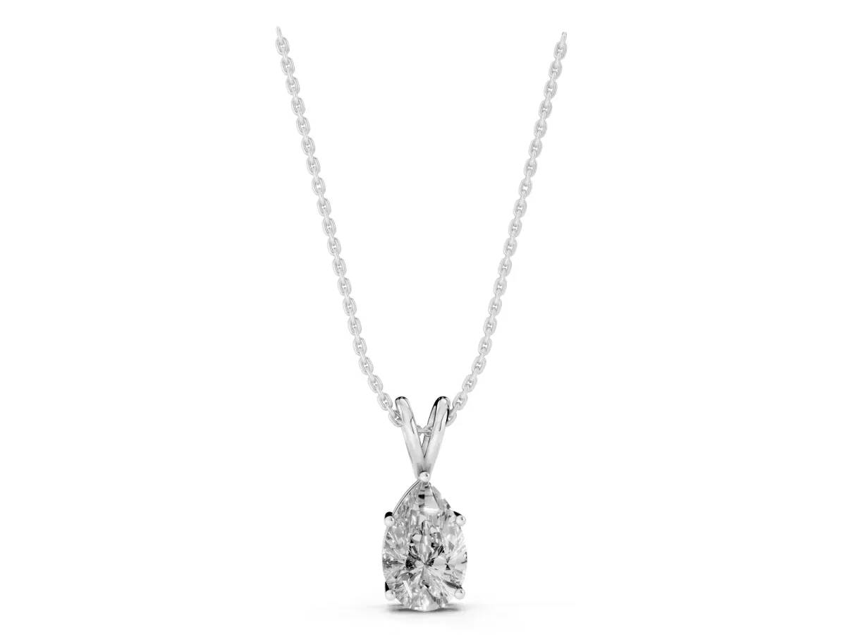 Pear Cut Solitaire Pendant with Three-Prong Setting Silver