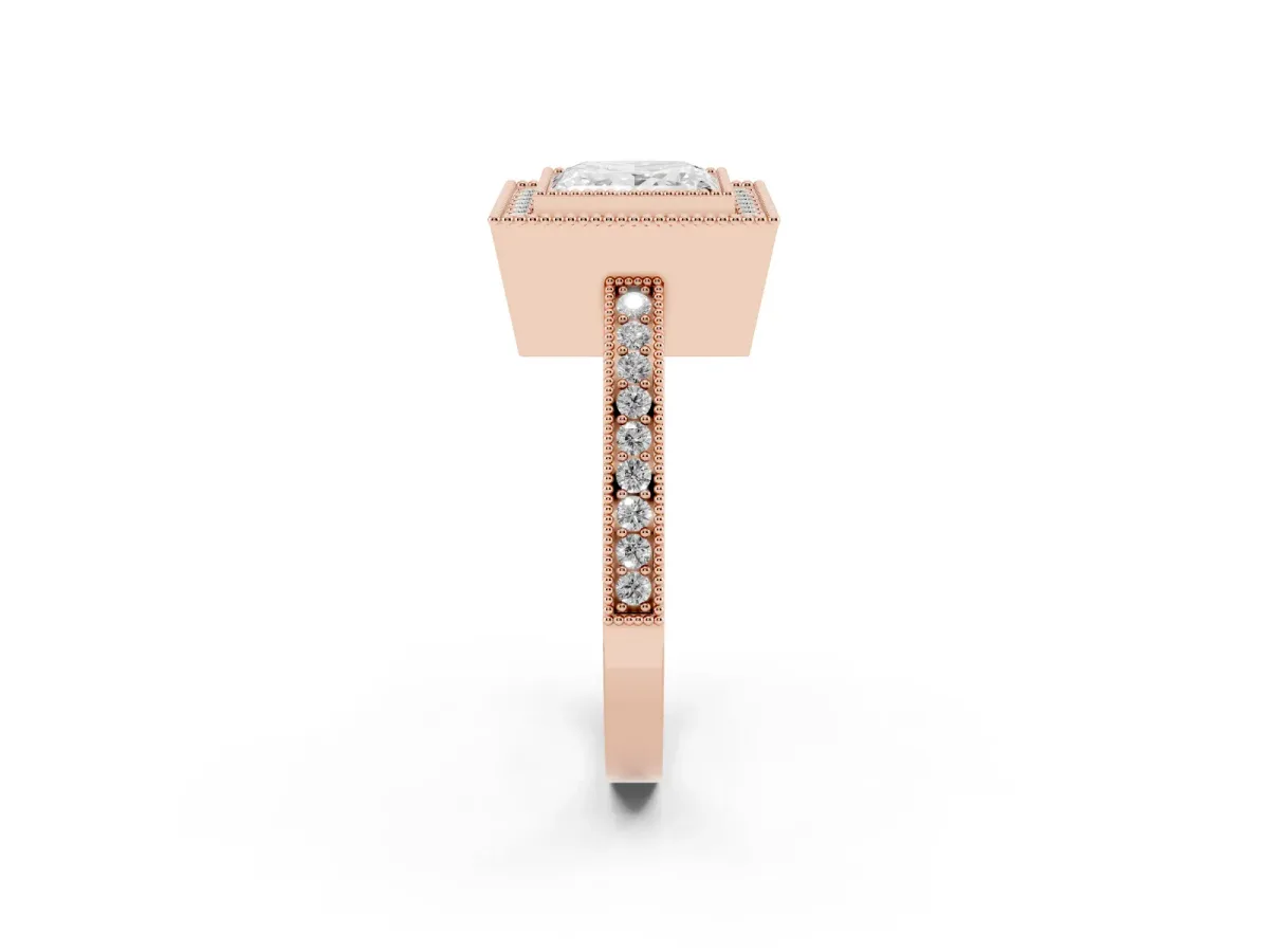 Princess Cut Cut Halo Pavé Diamond Ring Rose gold