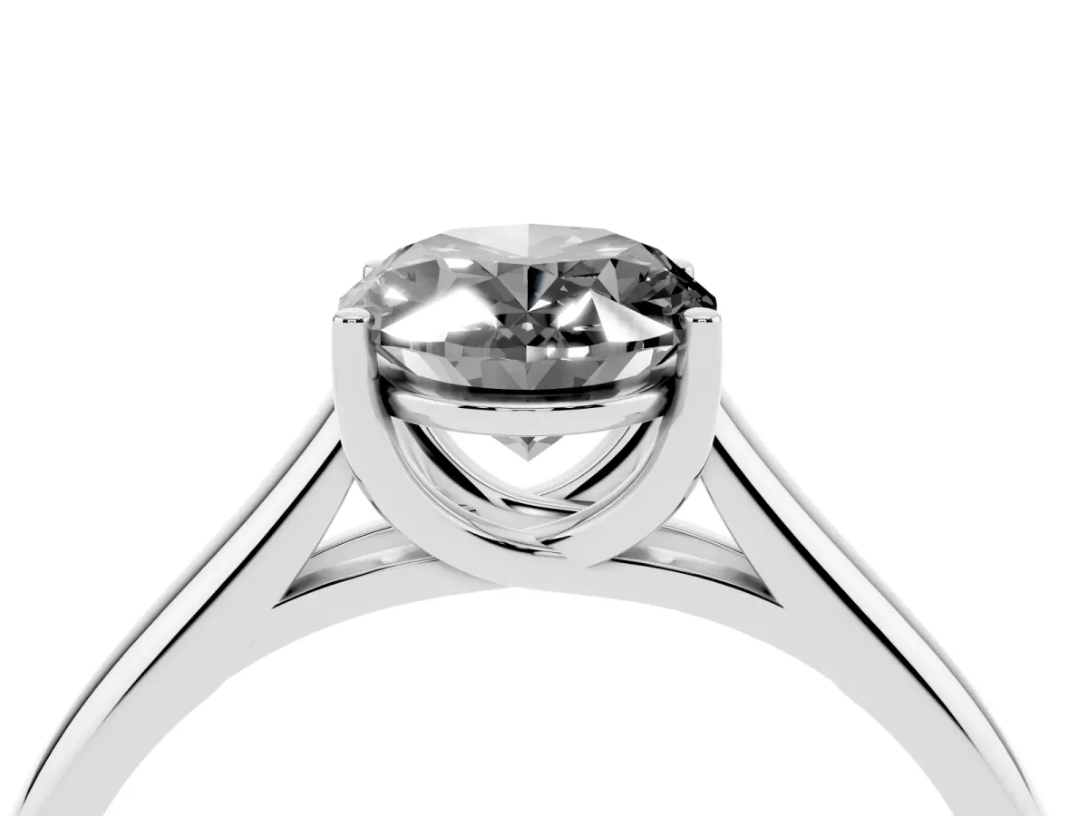 Fancy Black Oval Cut Solitaire Engagement Ring with Tapered Band and Four-Prong Setting Platinum