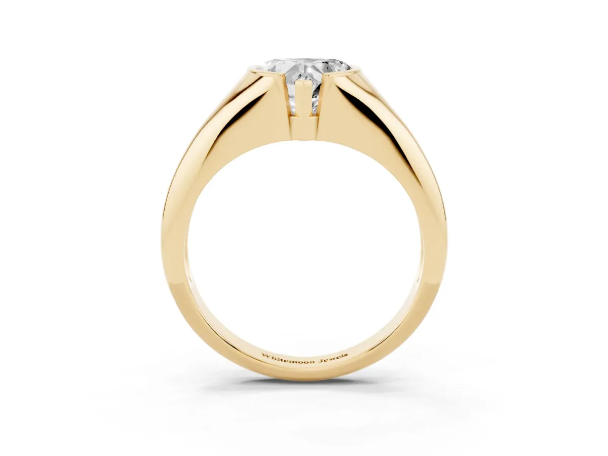 Heart Cut Solitaire Tension Set Diamond Ring Yellow gold