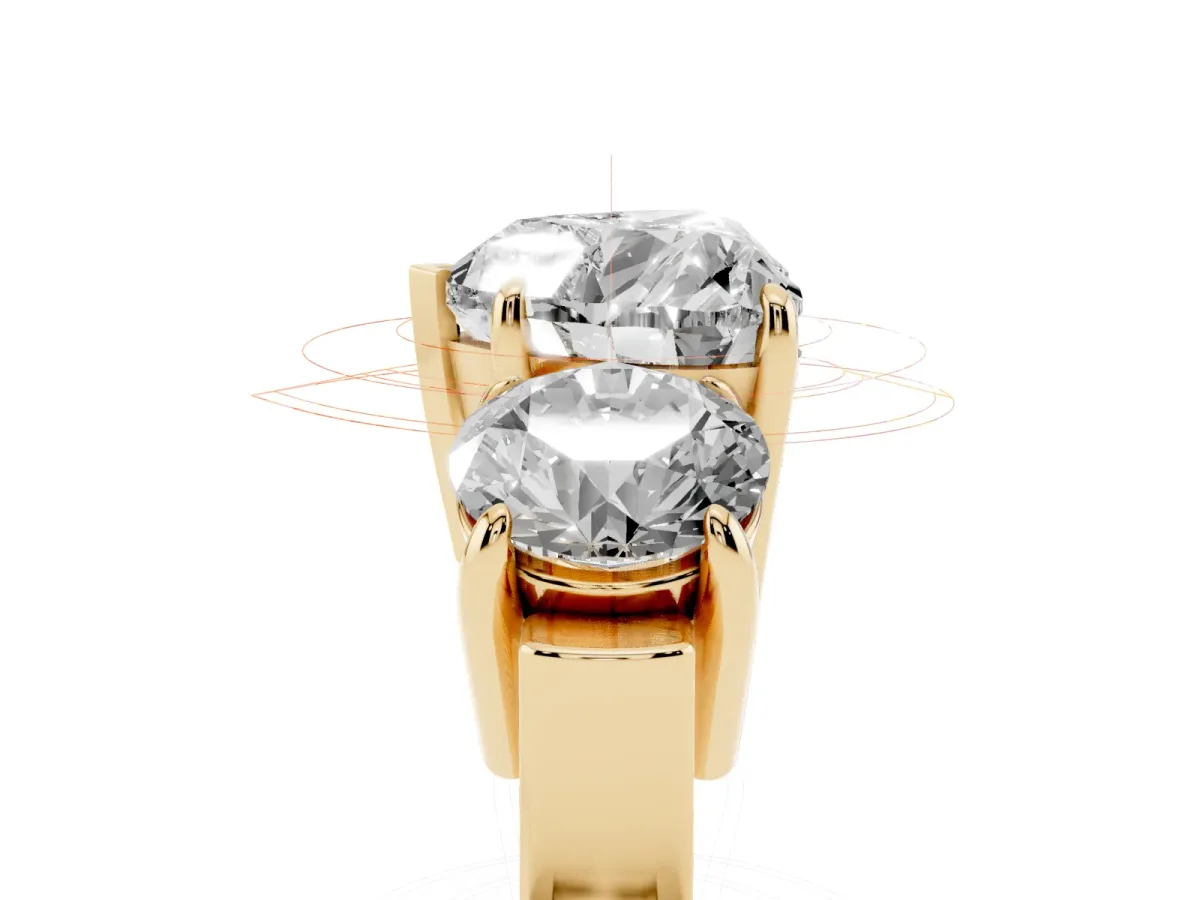 Three-Stone Heart Cut Cut Diamond Ring with Round Accent Stones, Prong Setting, and Classic Band Yellow gold