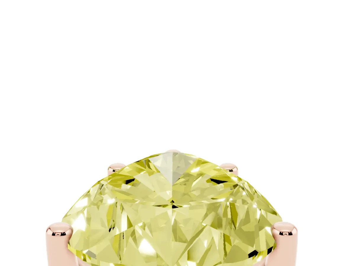 Fancy Yellow Pear Cut Cut Diamond Solitaire Engagement Ring with Tapered Plain Band and Four-Prong Setting Rose gold